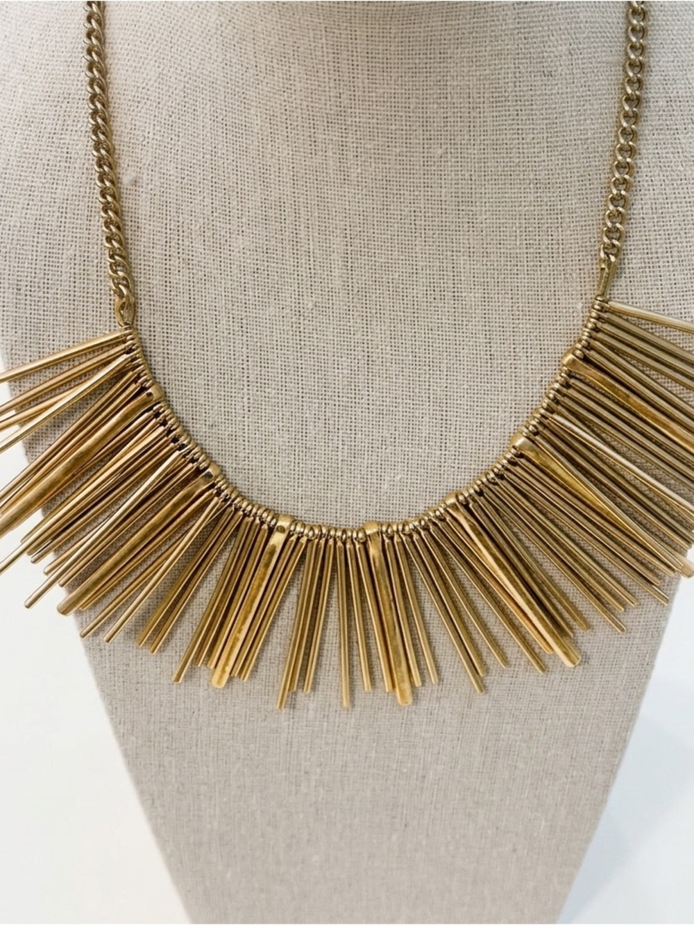J. Crew Antiqued Bronze Spiky Fringe Statement 16”L Necklace